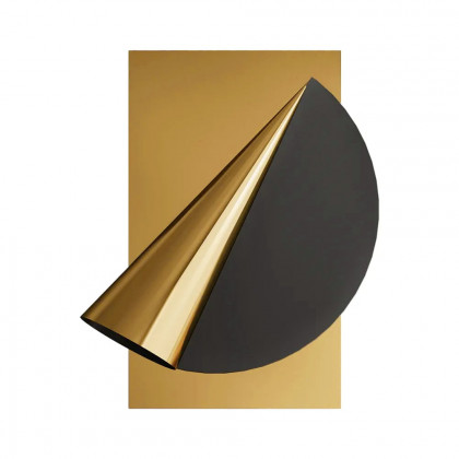 HMR - 23.6" Gold & Black Geometric Metal Wall Decor Background Hand-Forged Art for Living Room