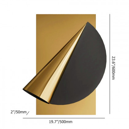HMR - 23.6" Gold & Black Geometric Metal Wall Decor Background Hand-Forged Art for Living Room