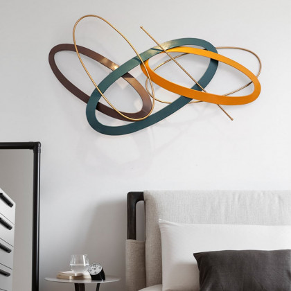 HMR - Modern Geometric Metal Wall Decor Overlapping Creative Wall Art Multi-color Living room