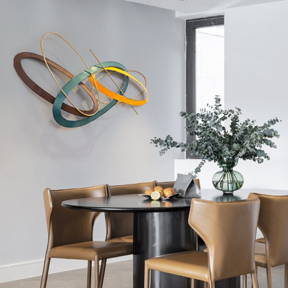 HMR - Modern Geometric Metal Wall Decor Overlapping Creative Wall Art Multi-color Living room