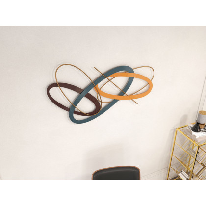 HMR - Modern Geometric Metal Wall Decor Overlapping Creative Wall Art Multi-color Living room
