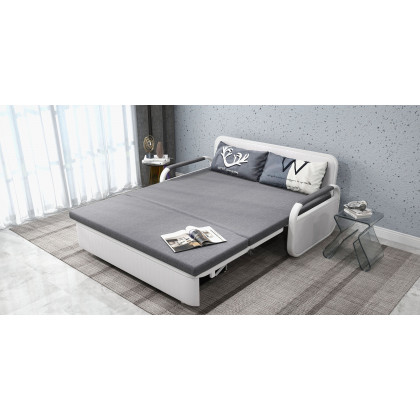 HMR 2-Seater Linen Sleeper Sofa with Trundle - Deep Gray, Queen Size