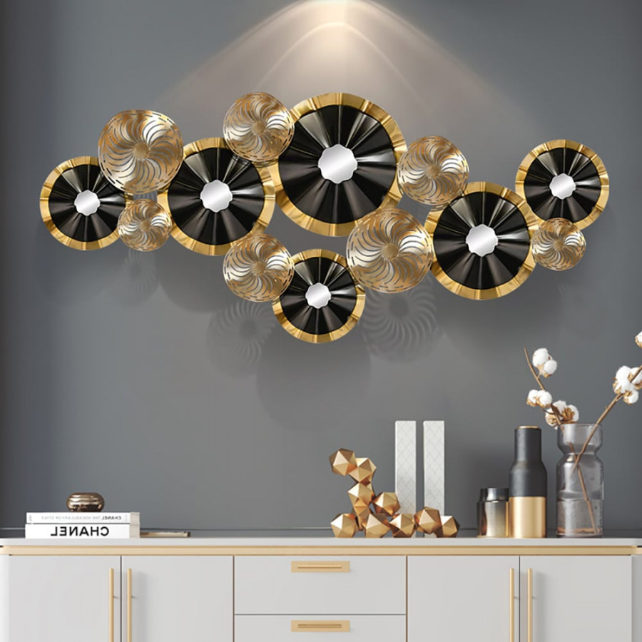 HMR - Creative Luxury Multi-round Metal Wall Decor Home Hanging Art Multi-color Living Room