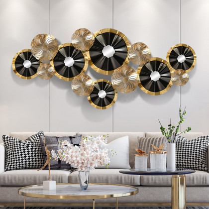 HMR - Creative Luxury Multi-round Metal Wall Decor Home Hanging Art Multi-color Living Room
