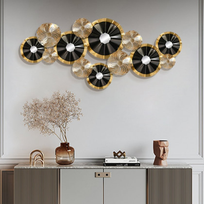 HMR - Creative Luxury Multi-round Metal Wall Decor Home Hanging Art Multi-color Living Room