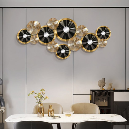 HMR - Creative Luxury Multi-round Metal Wall Decor Home Hanging Art Multi-color Living Room