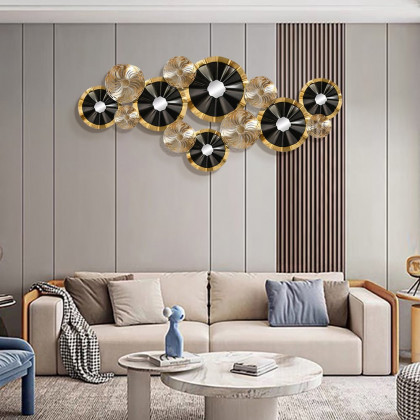 HMR - Creative Luxury Multi-round Metal Wall Decor Home Hanging Art Multi-color Living Room