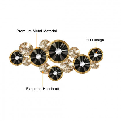 HMR - Creative Luxury Multi-round Metal Wall Decor Home Hanging Art Multi-color Living Room