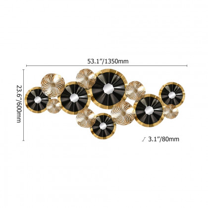 HMR - Creative Luxury Multi-round Metal Wall Decor Home Hanging Art Multi-color Living Room