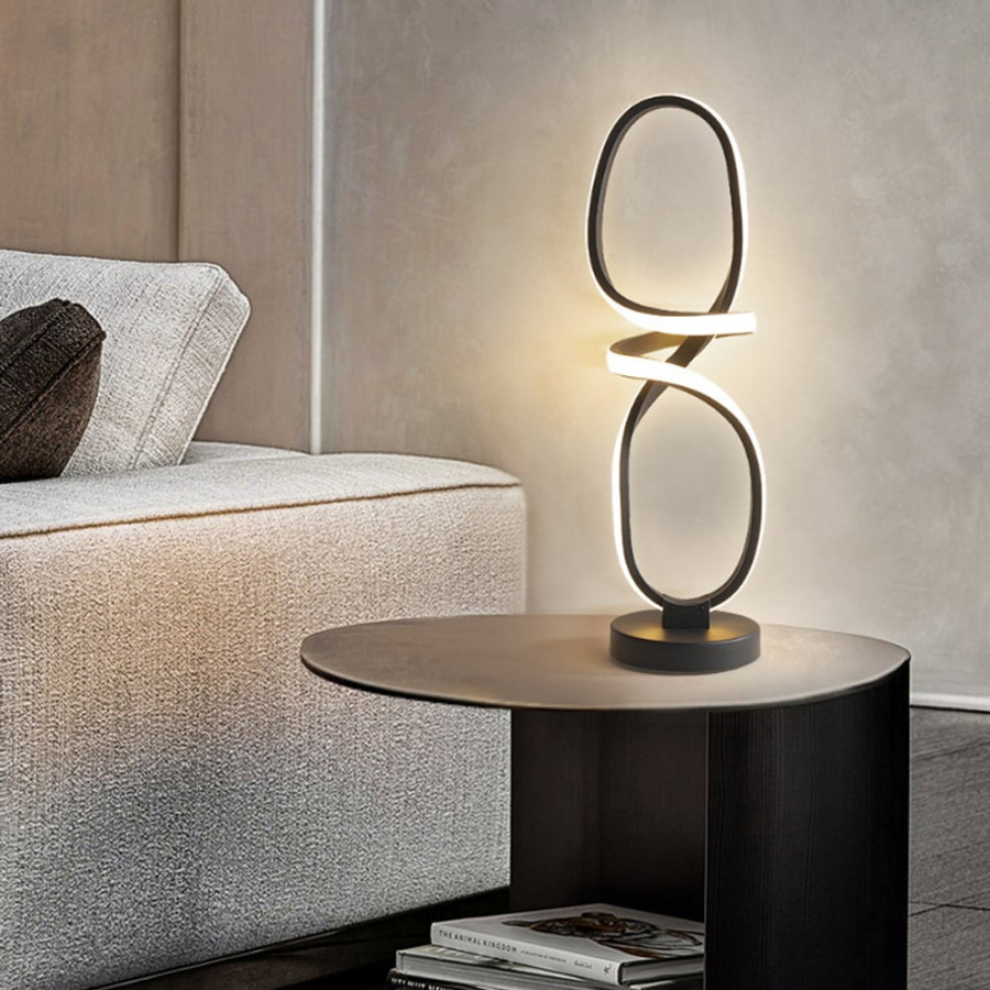 HMR - Minimalist LED Table Lamp in Black Geometric Beside Table Lamp