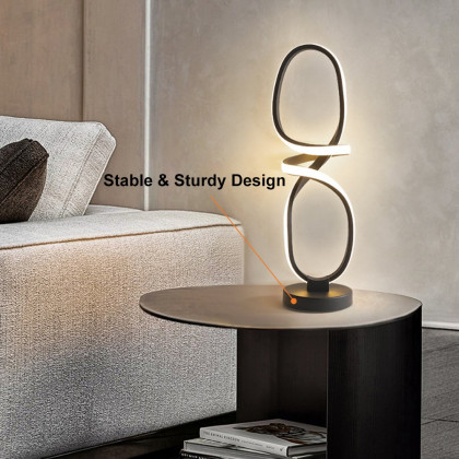 HMR - Minimalist LED Table Lamp in Black Geometric Beside Table Lamp