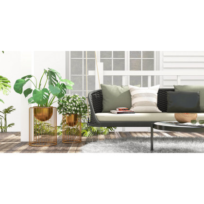 HMR Traditional Wide Outdoor Woven Rope Swing Sofa Hanging Chair with Cushion - Dark Green