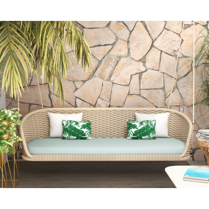 HMR - Traditional Wide Outdoor Woven Rope Swing Sofa Hanging Chair with Cushion