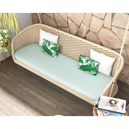 HMR - Traditional Wide Outdoor Woven Rope Swing Sofa Hanging Chair with Cushion
