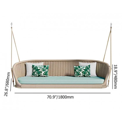 HMR - Traditional Wide Outdoor Woven Rope Swing Sofa Hanging Chair with Cushion