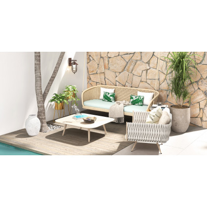 HMR - Traditional Wide Outdoor Woven Rope Swing Sofa Hanging Chair with Cushion