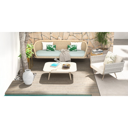 HMR - Traditional Wide Outdoor Woven Rope Swing Sofa Hanging Chair with Cushion