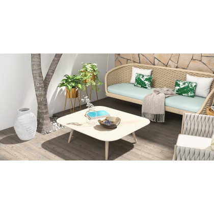 HMR - Traditional Wide Outdoor Woven Rope Swing Sofa Hanging Chair with Cushion