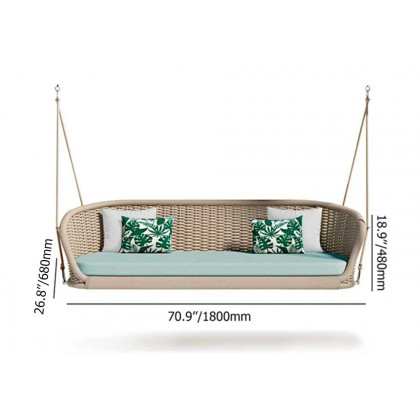 HMR - Traditional Wide Outdoor Woven Rope Swing Sofa Hanging Chair with Cushion