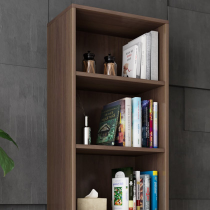 HMR - Ultic Modern & Minimalist Book Shelf with 3 Shelves & 2 Drawers in Walnut
