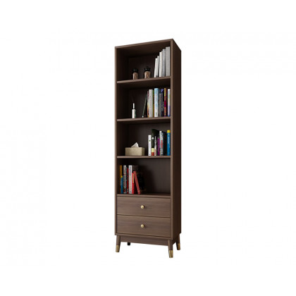 HMR - Ultic Modern & Minimalist Book Shelf with 3 Shelves & 2 Drawers in Walnut