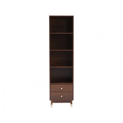 HMR - Ultic Modern & Minimalist Book Shelf with 3 Shelves & 2 Drawers in Walnut