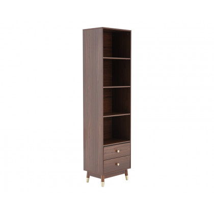 HMR - Ultic Modern & Minimalist Book Shelf with 3 Shelves & 2 Drawers in Walnut