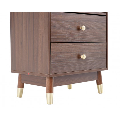 HMR - Ultic Modern & Minimalist Book Shelf with 3 Shelves & 2 Drawers in Walnut
