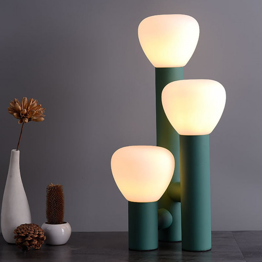 HMR Modern 3-Light Table Lamp Warm Light with On / Off Switch - Green