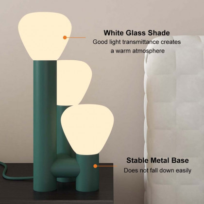 HMR Modern 3-Light Table Lamp Warm Light with On / Off Switch - Green