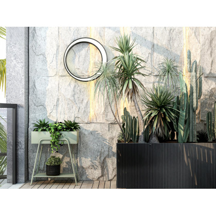 HMR - Modern Outdoor LED Wall Sconces Round Gray Waterproof Garden Lighting
