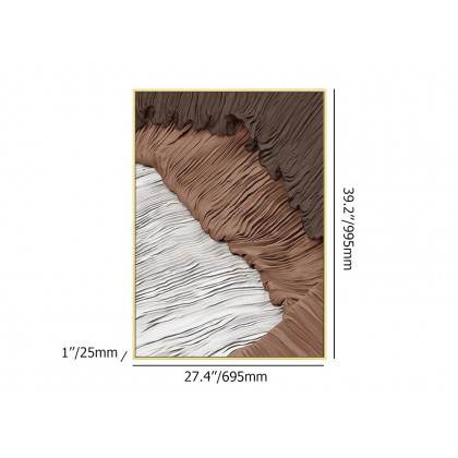 HMR - Japandi Abstract Canvas Wall Art Print Framed Wall Decor in White & Brown