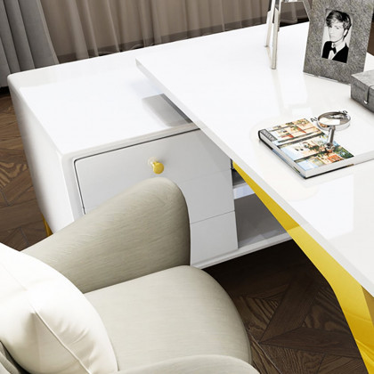 HMR - 55.1" Hungled Modern Rectangular Writing Desk Computer Desk with Side Cabinet & Drawers
