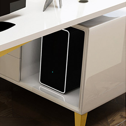 HMR - 55.1" Hungled Modern Rectangular Writing Desk Computer Desk with Side Cabinet & Drawers