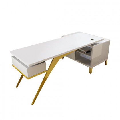 HMR - 55.1" Hungled Modern Rectangular Writing Desk Computer Desk with Side Cabinet & Drawers