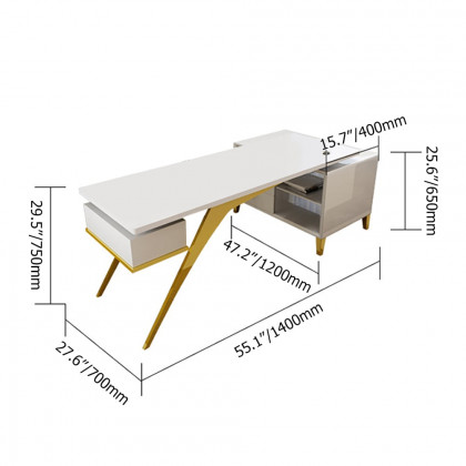 HMR - 55.1" Hungled Modern Rectangular Writing Desk Computer Desk with Side Cabinet & Drawers