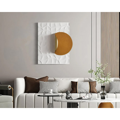 HMR Modern Rectangle Metal Wall Decor Background Geometric 3D Wall Art for Livingroom - Orange