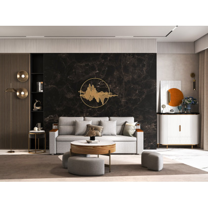 HMR Modern Rectangle Metal Wall Decor Background Geometric 3D Wall Art for Livingroom - Orange