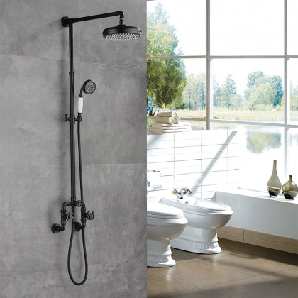 HMR - Industrial Style Wall-Mounted Shower System 2-function in Black