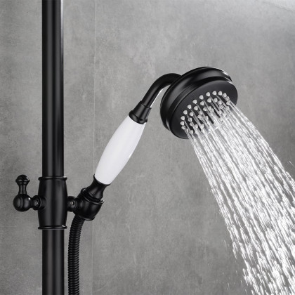 HMR - Industrial Style Wall-Mounted Shower System 2-function in Black