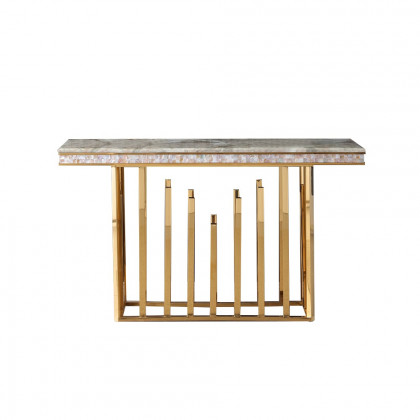 HMR - 59.1" Modern Marble Console Table Narrow Entryway Table with Gold Stainless Steel Base