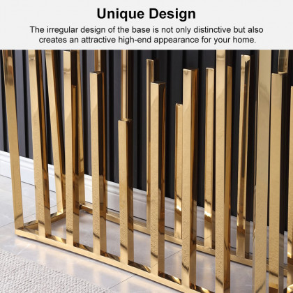 HMR - 59.1" Modern Marble Console Table Narrow Entryway Table with Gold Stainless Steel Base