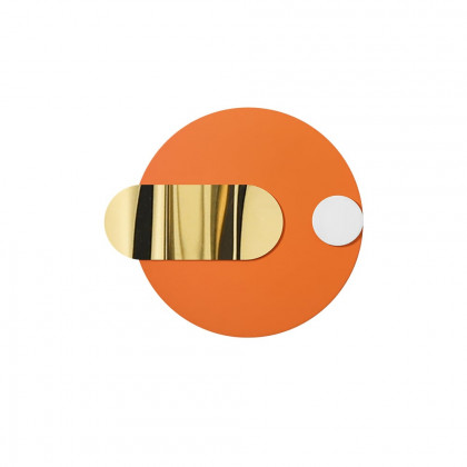 HMR - Modern Geometric Pattern Metal Wall Decor Handmade Wall Accent 30.7"W Orange & Gold