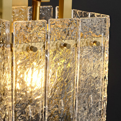 HMR - Jewell Modern 1-Light Brass Wall Sconce with Water-ripple Glass Shade
