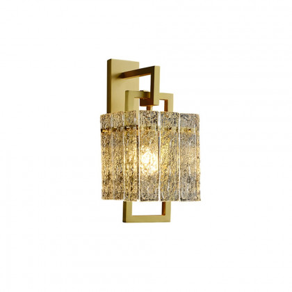 HMR - Jewell Modern 1-Light Brass Wall Sconce with Water-ripple Glass Shade
