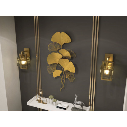 HMR - Jewell Modern 1-Light Brass Wall Sconce with Water-ripple Glass Shade