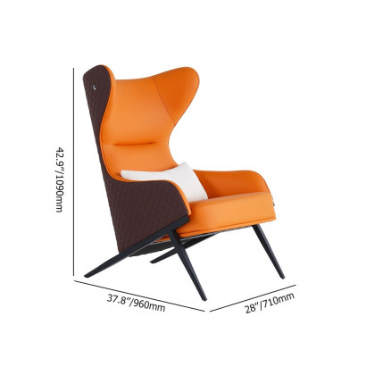 HMR - Faux Leather Upholstered Wingback Lounge Chair with Gold Trestle Base