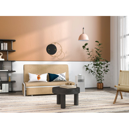 HMR Modern 2-Seater Linen Sleeper Sofa with Trundle - Khaki, Queen Size