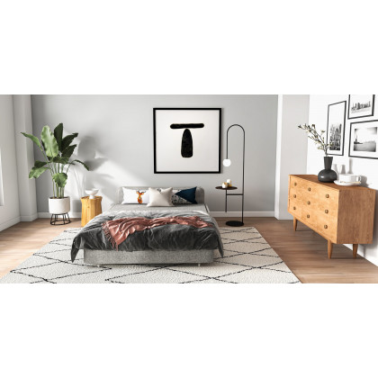 HMR Modern 2-Seater Linen Sleeper Sofa with Trundle - Light Gray, Queen Size