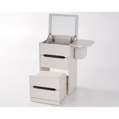 HMR Nordic Flip Top Makeup Vanity Mini with Stool & Mirror - White